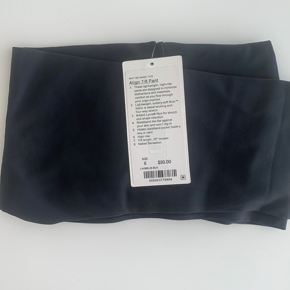 LULULEMON brand new 7/8 Align Pant Black